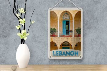 Panneau de voyage en étain 12x18cm, bâtiment du liban, porte bleue, signe de vacances 4