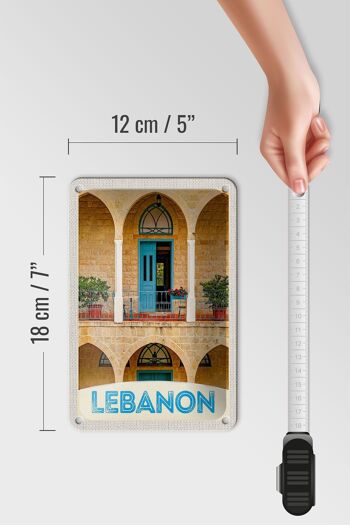 Panneau de voyage en étain 12x18cm, bâtiment du liban, porte bleue, signe de vacances 5