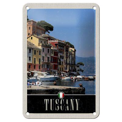 Cartel de chapa de viaje, decoración del mar del puerto de Toscana, Italia, 12x18cm
