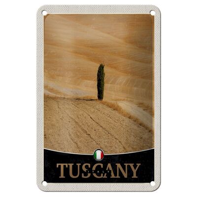 Blechschild Reise 12x18cm Toskana Italien Wüste Baum Sand Schild