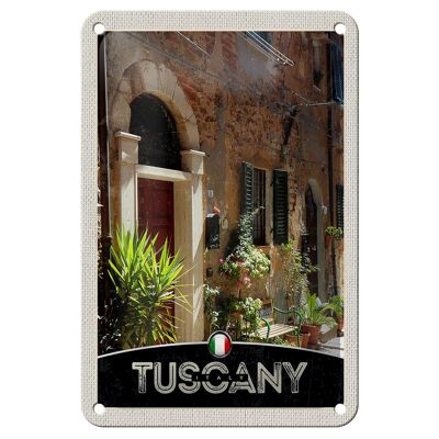 Blechschild Reise 12x18cm Toskana Italien Gebäude Pflanzen Dekoration