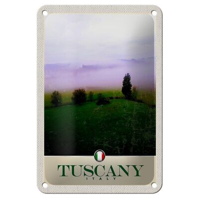 Targa in metallo da viaggio 12x18 cm Toscana Italia Montagne Prato Natura Targa