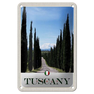Blechschild Reise 12x18cm Toskana Italien Allee Weg Schild