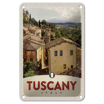 Blechschild Reise 12x18cm Toskana Italien Häuser Überblick Dekoration