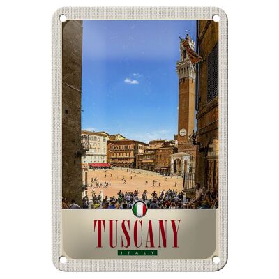 Blechschild Reise 12x18cm Toskana Italien Marktplatz Kirche Schild