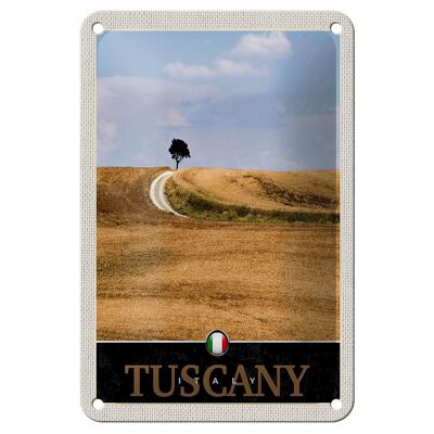 Cartel de chapa de viaje, 12x18cm, Toscana, Italia, campo, pradera, naturaleza