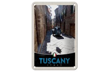 Panneau de voyage en étain, 12x18cm, toscane, italie, vieille ville, voiture 1