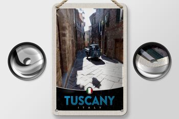 Panneau de voyage en étain, 12x18cm, toscane, italie, vieille ville, voiture 2