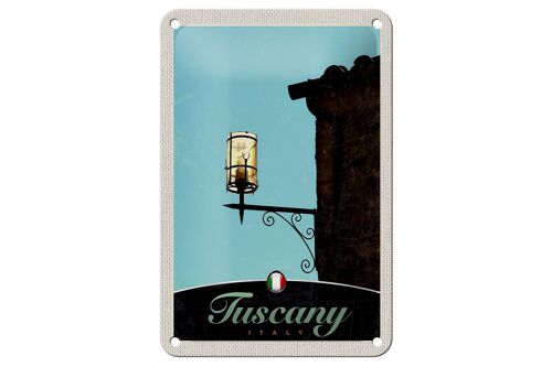 Blechschild Reise 12x18cm Toskana Italien Mauer Laterne Schild