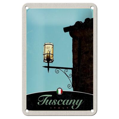 Blechschild Reise 12x18cm Toskana Italien Mauer Laterne Schild