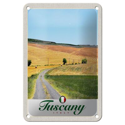 Letrero de chapa de viaje, 12x18cm, Toscana, Italia, campos, camino de campo