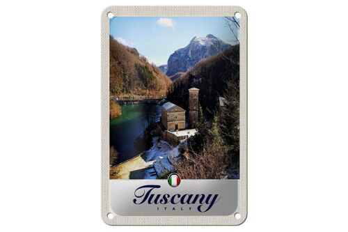 Blechschild Reise 12x18cm Toskana Italien Architektur Gebirge Schild