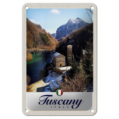 Blechschild Reise 12x18cm Toskana Italien Architektur Gebirge Schild