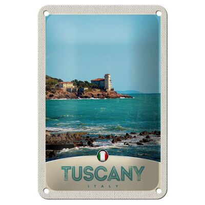 Blechschild Reise 12x18cm Toskana Italien Meer Strand Haus Schild