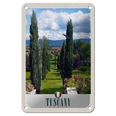 Cartel de chapa de viaje, decoración de árboles naturales, Toscana, Italia, 12x18cm