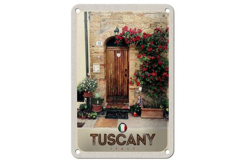 Blechschild Reise 12x18cm Toskana Italien Haustür Blumen Schild