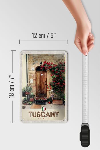 Signe de voyage en étain, 12x18cm, toscane, italie, porte d'entrée, signe de fleurs 5
