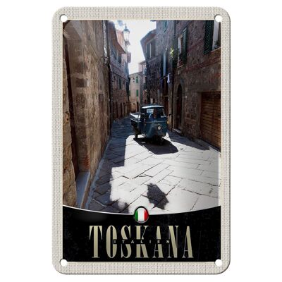 Cartel de chapa de viaje, 12x18cm, Toscana, Italia, ciudad, calle, cartel de arena