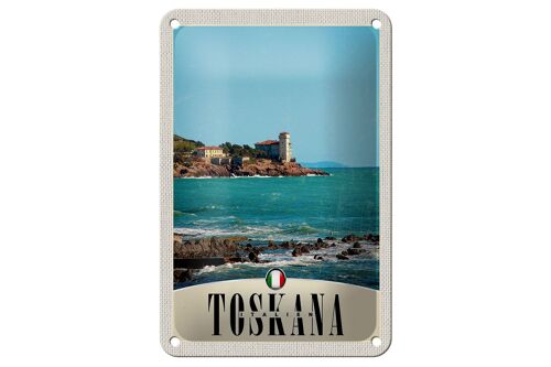 Blechschild Reise 12x18cm Toskana Italien Häuser Meer Dekoration