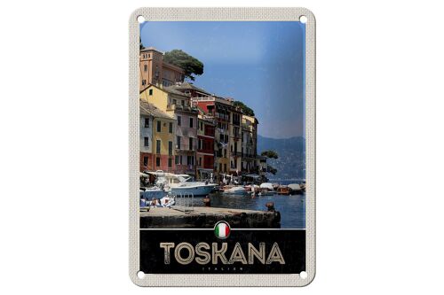 Blechschild Reise 12x18cm Toskana Italien Gebäude Meer Dekoration