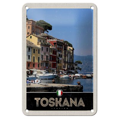 Blechschild Reise 12x18cm Toskana Italien Gebäude Meer Dekoration