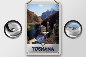 Panneau de voyage en étain, 12x18cm, toscane, italie, Architecture, montagnes 2