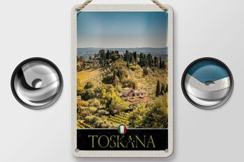 Panneau de voyage en étain, 12x18cm, toscane, italie, Nature, champs de vin 2