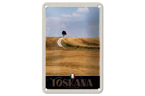 Blechschild Reise 12x18cm Toskana Italien Baum Wiese Natur Schild