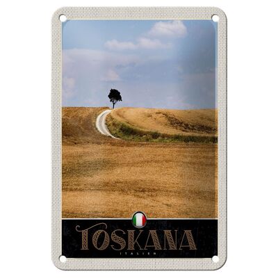Cartel de chapa de viaje, 12x18cm, Toscana, Italia, árbol, pradera, naturaleza