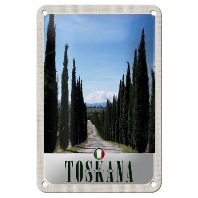 Blechschild Reise 12x18cm Toskana Italien Bäume Wiese Natur Schild