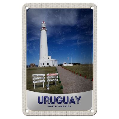 Targa in metallo da viaggio 12x18 cm Uruguay America USA Targa faro