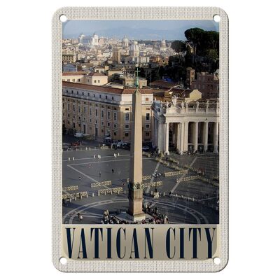 Targa in metallo da viaggio 12 x 18 cm, piazza della Città del Vaticano, chiesa, cartello festivo