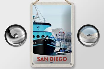 Panneau de voyage en étain, 12x18cm, San Diego, USA, amérique, Yacht, signe de mer 2