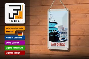 Panneau de voyage en étain, 12x18cm, San Diego, USA, amérique, Yacht, signe de mer 3