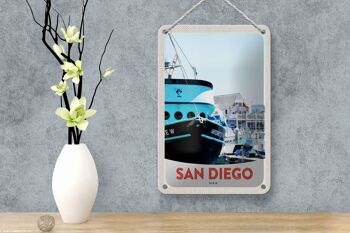 Panneau de voyage en étain, 12x18cm, San Diego, USA, amérique, Yacht, signe de mer 4