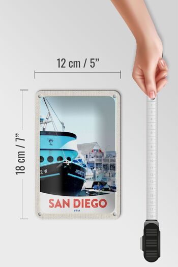 Panneau de voyage en étain, 12x18cm, San Diego, USA, amérique, Yacht, signe de mer 5