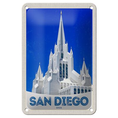 Cartel de chapa de viaje, 12x18cm, San Diego, EE. UU., América, cartel de arquitectura