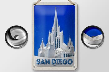 Panneau de voyage en étain 12x18cm, panneau d'architecture de San Diego, états-unis et américains 2