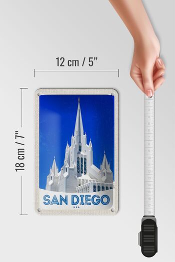 Panneau de voyage en étain 12x18cm, panneau d'architecture de San Diego, états-unis et américains 5
