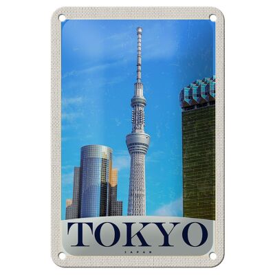 Cartel de chapa de viaje, decoración asiática de gran altura de la ciudad de Tokio, 12x18cm