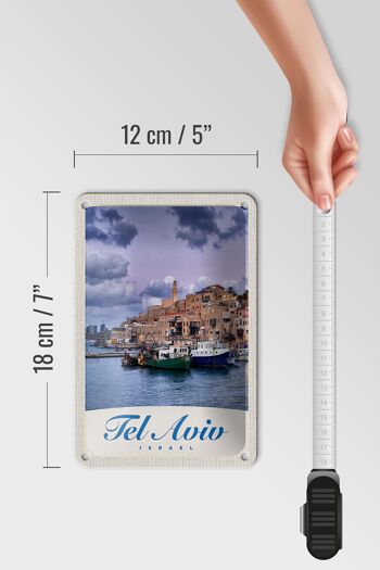 Panneau de voyage en étain, 12x18cm, ville de Tel Aviv, bateaux de mer, signe de vacances 5