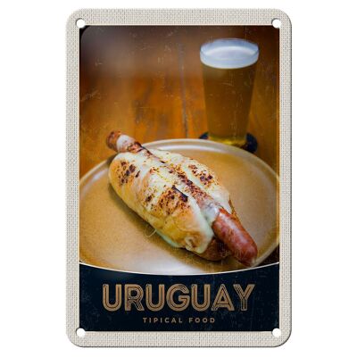 Cartel de chapa de viaje, 12x18cm, Uruguay, Sudamérica, comida típica