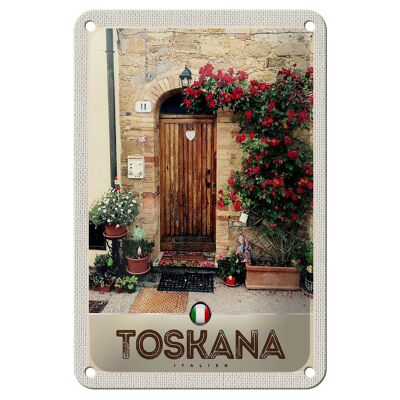 Tin sign travel 12x18cm Tuscany Italy nature flowers door sign
