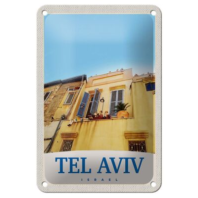 Cartel de chapa de viaje, decoración del edificio de la ciudad de Tel Aviv, Israel, 12x18cm
