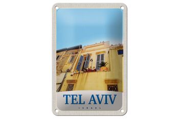 Panneau de voyage en étain 12x18cm, décoration de bâtiment de ville de tel aviv israël 1