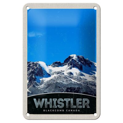 Targa in metallo da viaggio 12x18 cm Whistler Blackcomb Canada Targa con neve