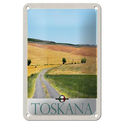 Blechschild Reise 12x18cm Toskana Italien Weide Wiese Natur Schild