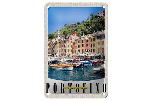 Blechschild Reise 12x18cm Portofino Italien Riviera Meer Schild