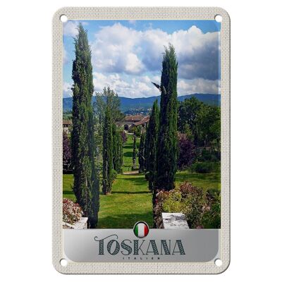 Cartel de chapa de viaje, decoración de pradera natural de Toscana, Italia, 12x18cm