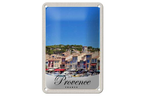 Blechschild Reise 12x18cm Provence Frankreich Boote Stadt Schild